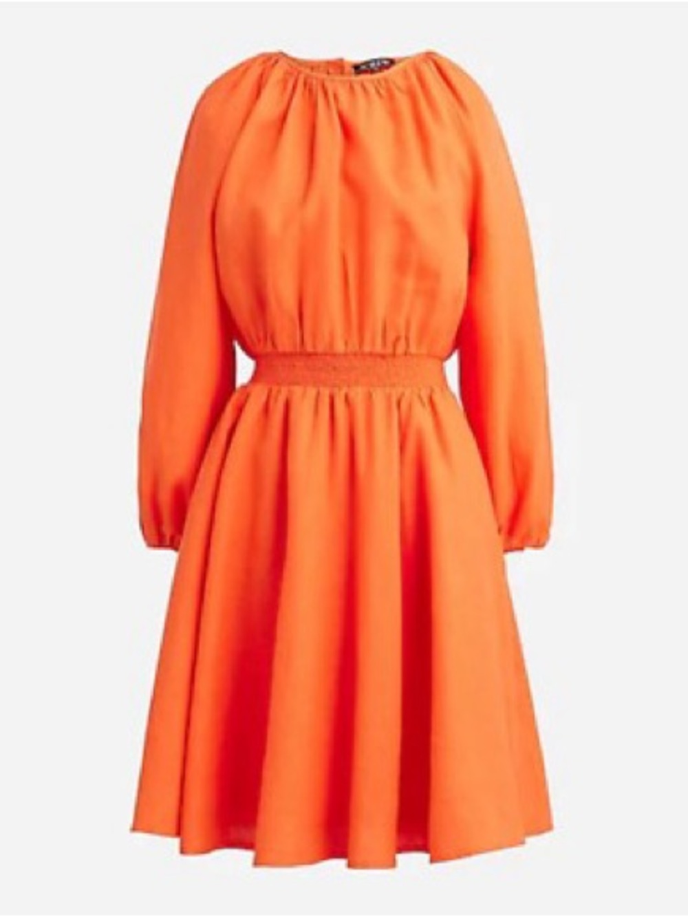 J Crew Linen Orange Long Sleeve Dress Size Large